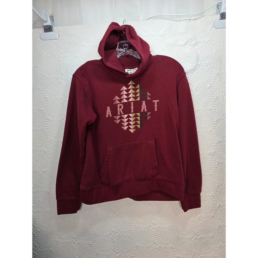 Ariat Hoodie Youth XL Burgundy Good Geometric Logo Pullover Sweatshirt